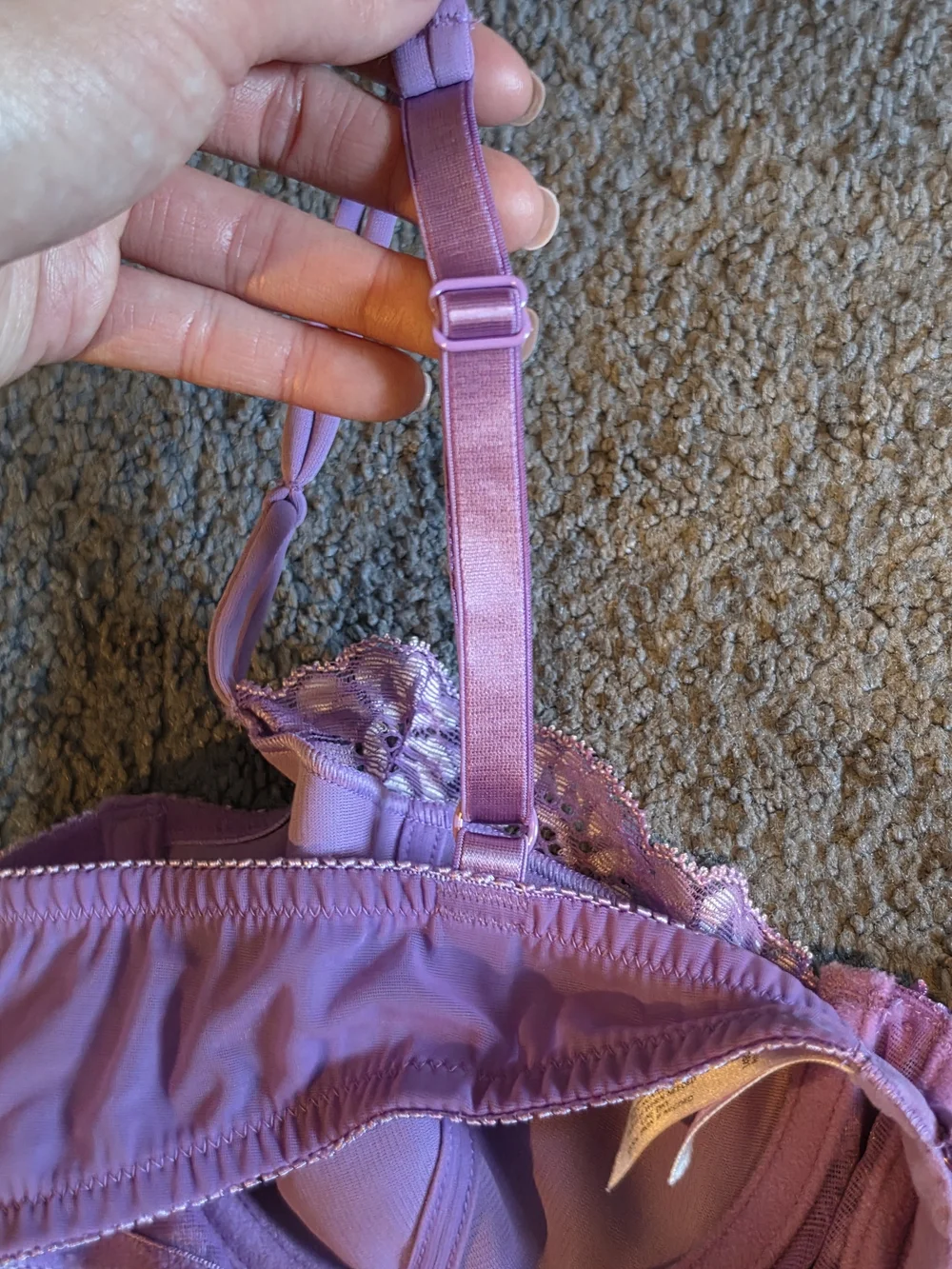 Victoria's Secret Purple Lace Underwire Bra with Floral Detail Size 36B